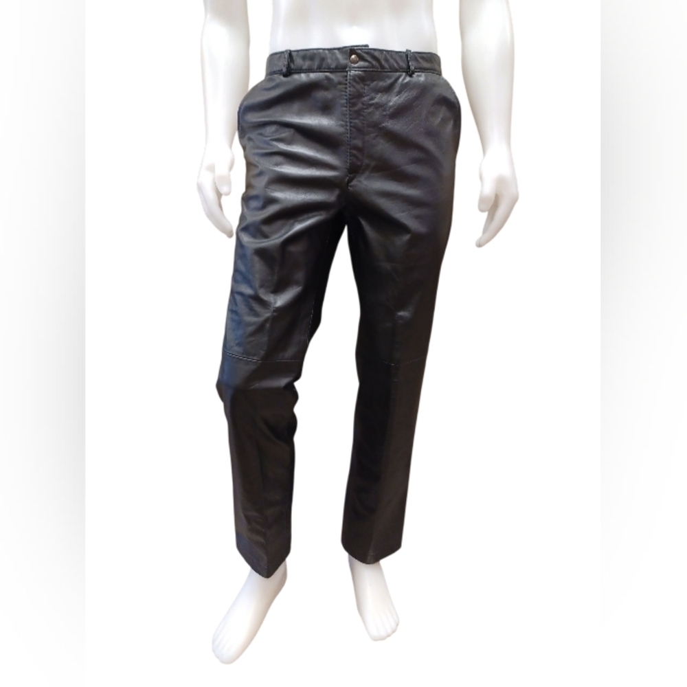 Vintage Black Leather Motorcycle Pants EUC Size 36